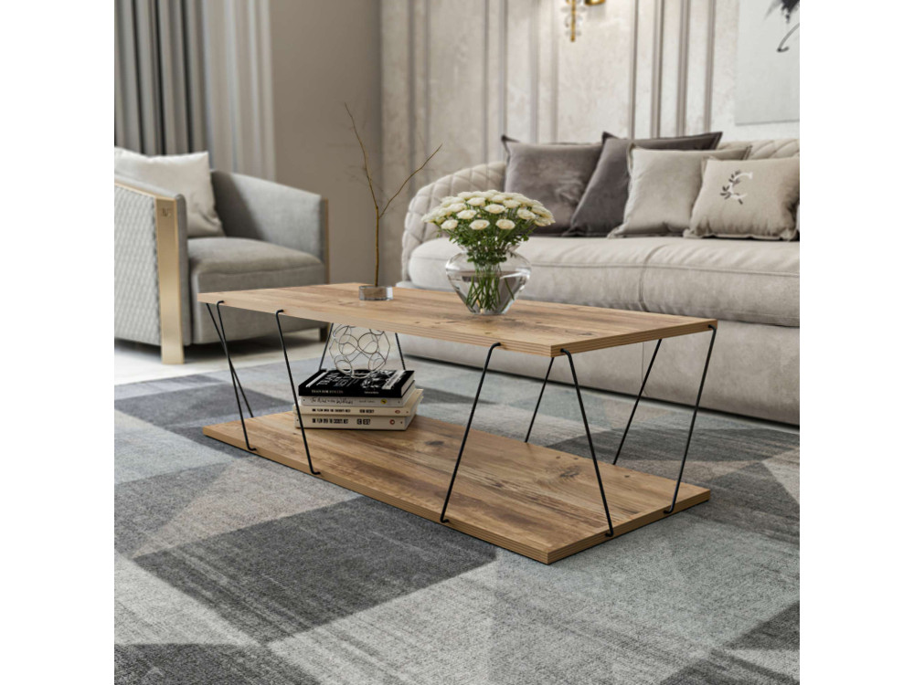 Zisino" houten salontafel - 120 x 50 x 30 cm - Bruin