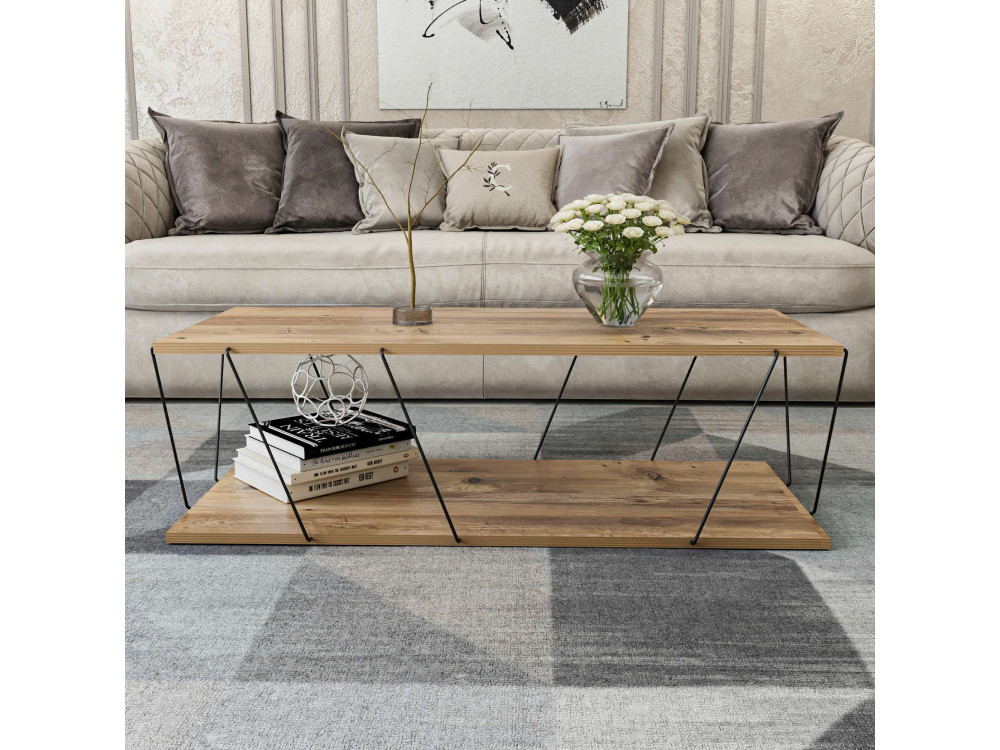 Zisino" houten salontafel - 120 x 50 x 30 cm - Bruin