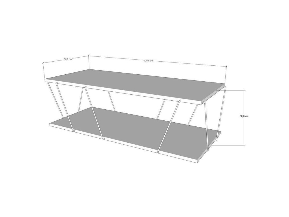 Houten salontafel "Zisino" - 120 x 50 x 30 cm - Antracietgrijs