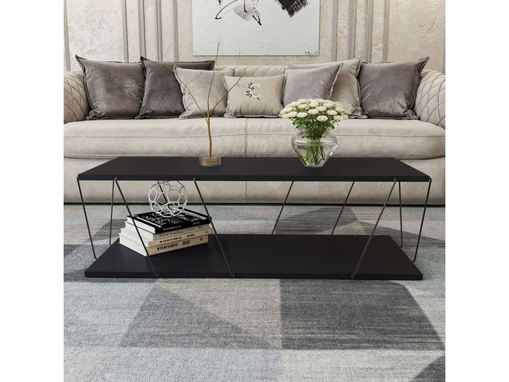 Houten salontafel "Zisino" - 120 x 50 x 30 cm - Antracietgrijs