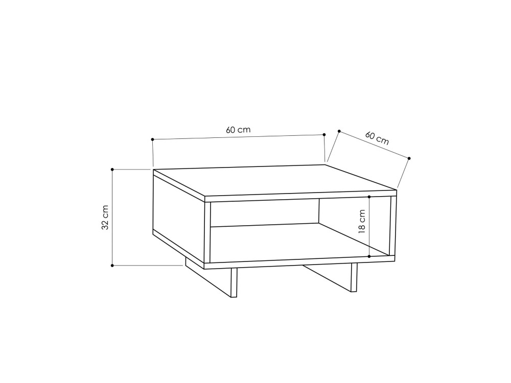 Houten salontafel "Hola" - 60 x 60 x 32 cm - Eiken-Anthraciet