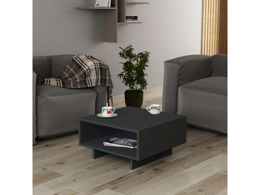 Houten salontafel "Hola" - 60 x 60 x 32 cm - Antracietgrijs