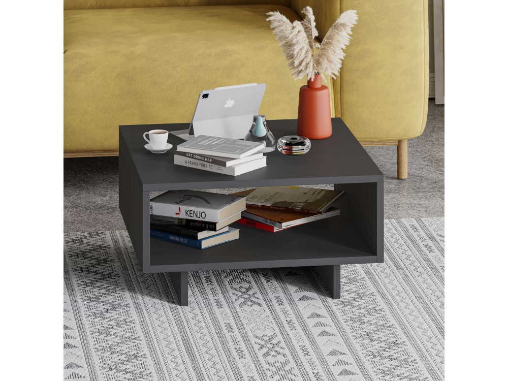 Houten salontafel "Hola" - 60 x 60 x 32 cm - Antracietgrijs