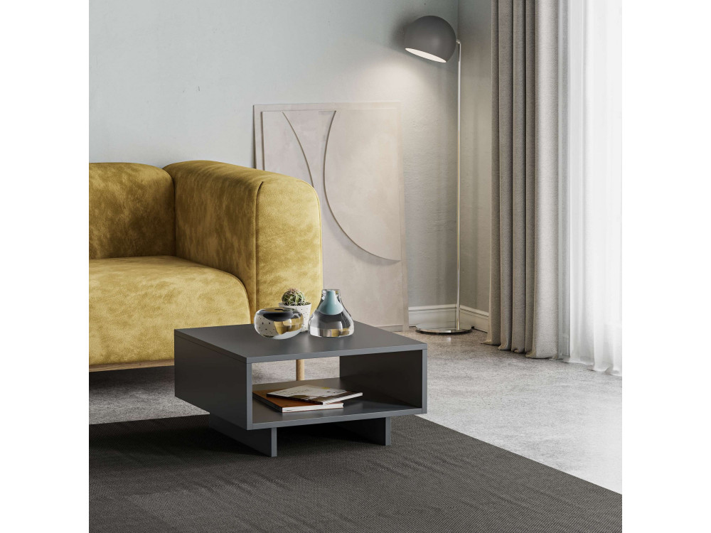 Houten salontafel "Hola" - 60 x 60 x 32 cm - Antracietgrijs