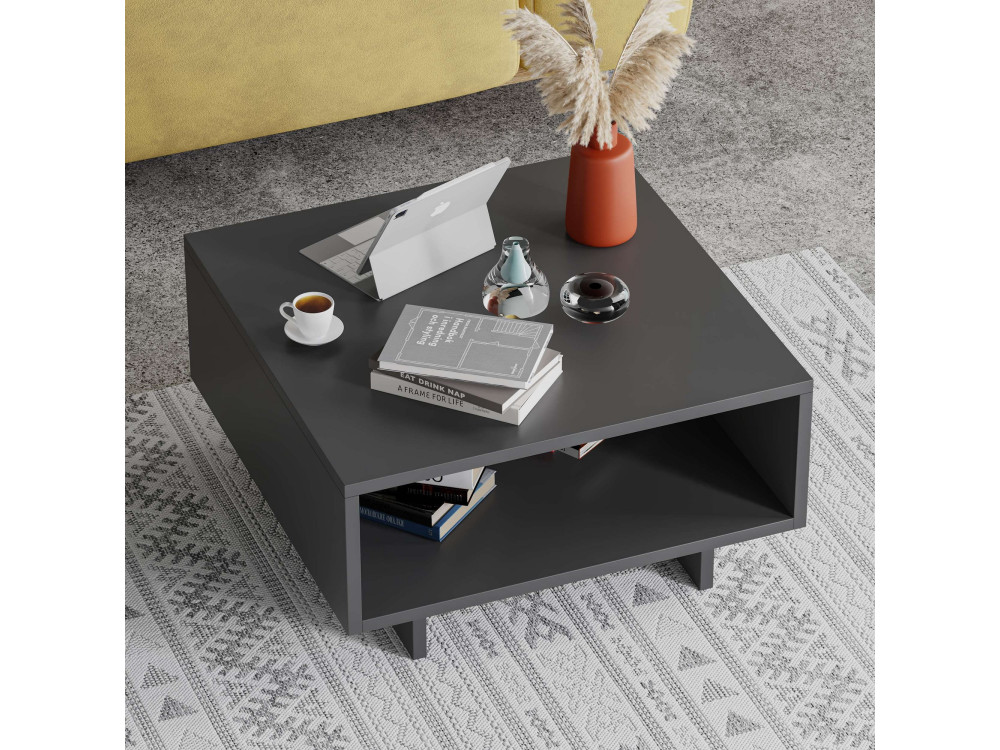 Houten salontafel "Hola" - 60 x 60 x 32 cm - Antracietgrijs