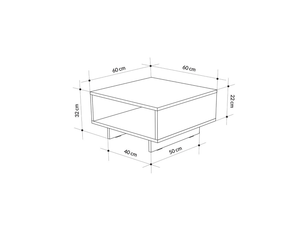 Houten salontafel "Hola" - 60 x 60 x 32 cm - Antracietgrijs