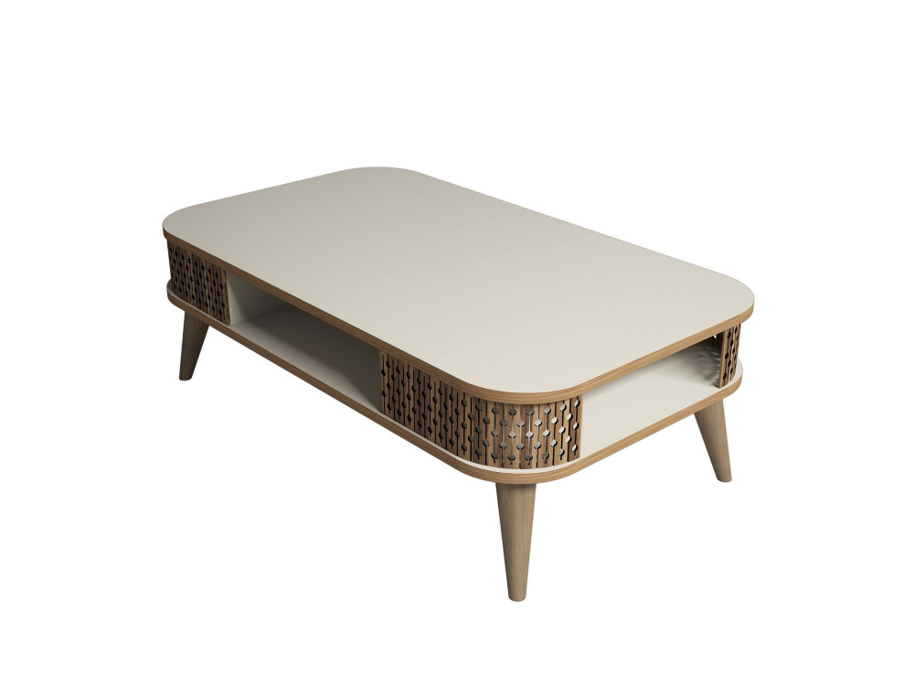 Houten salontafel "Eylül" - 105 x 60 x 34 cm - Crème