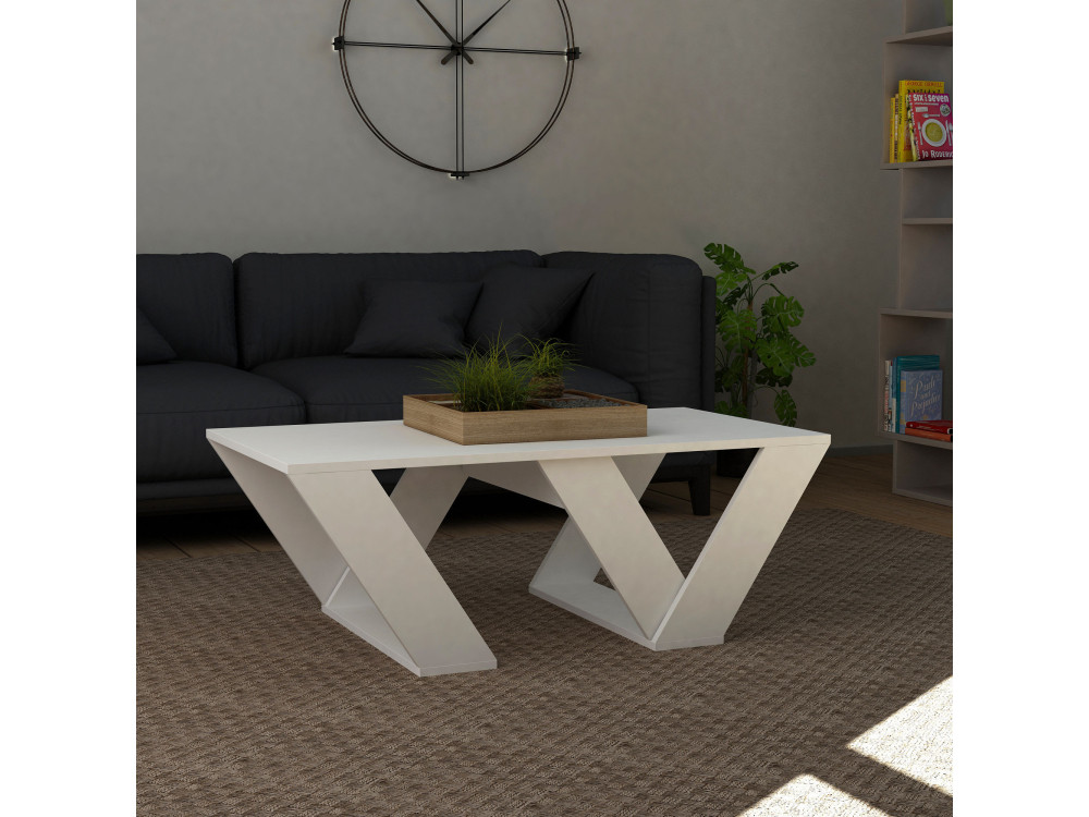 Houten salontafel "Pipra" - 110 x 60 x 40 cm - Wit