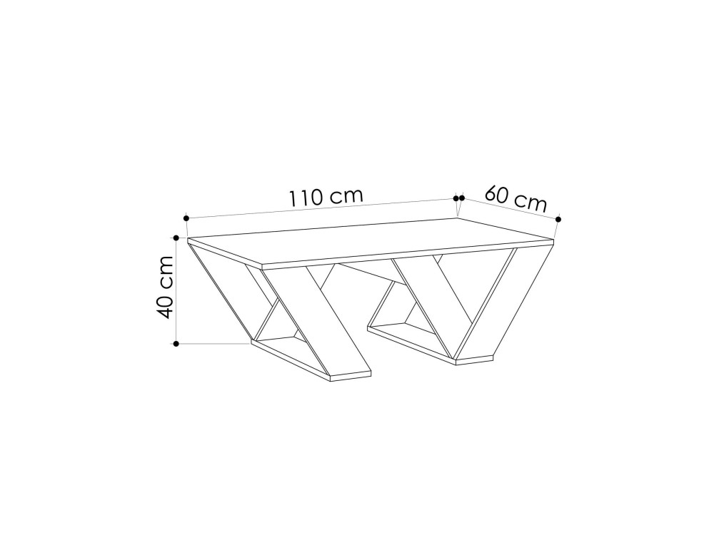 Houten salontafel "Pipra" - 110 x 60 x 40 cm - Wit