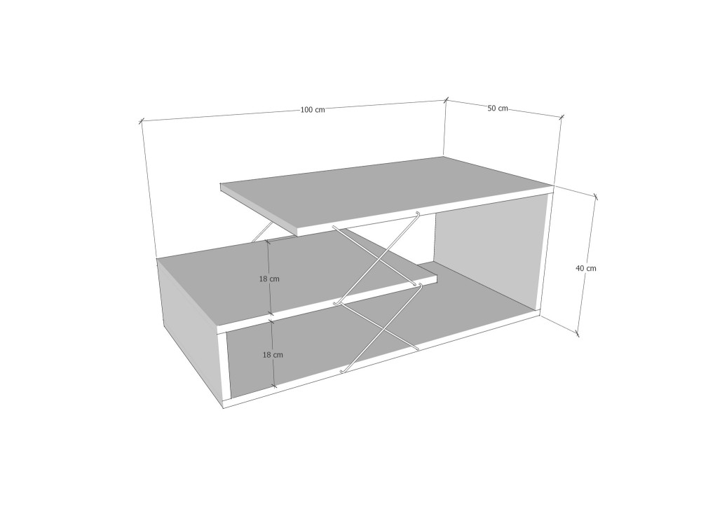 Houten salontafel "Cayenne" - 100 x 50 x 40 cm - Wit