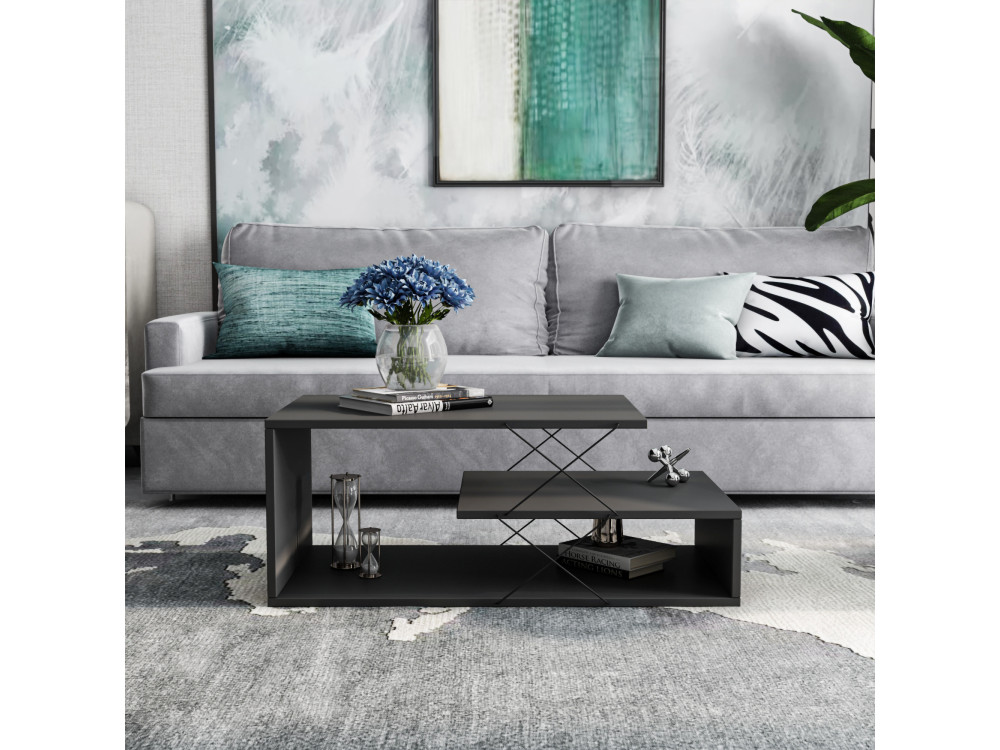 Houten salontafel "Cayenne" - 100 x 50 x 40 cm - Antracietgrijs