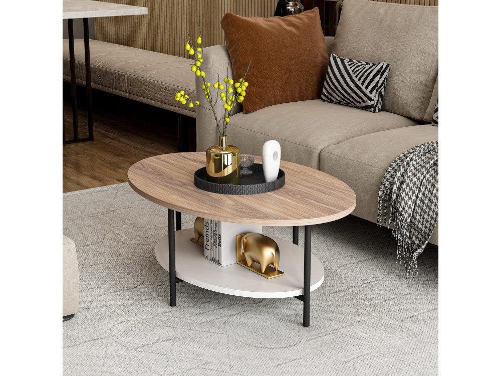 Houten salontafel "Elis" - 90 x 60 x 36 cm - WhiteOak