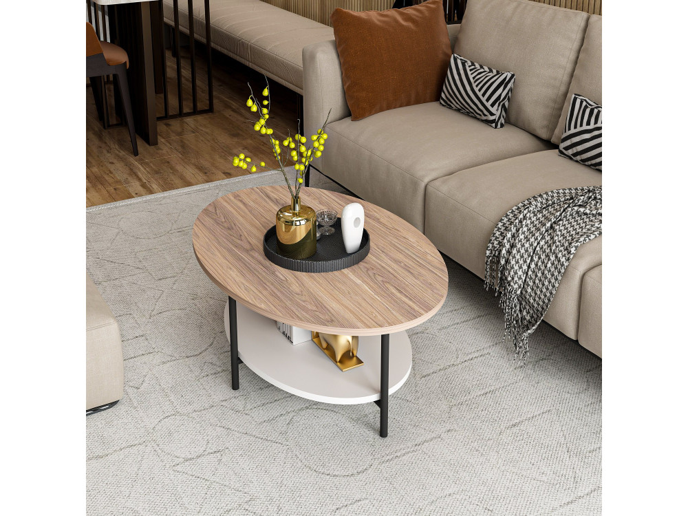 Houten salontafel "Elis" - 90 x 60 x 36 cm - WhiteOak