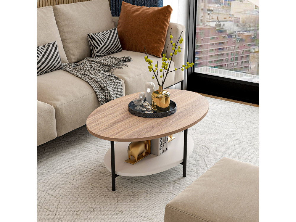 Houten salontafel "Elis" - 90 x 60 x 36 cm - WhiteOak