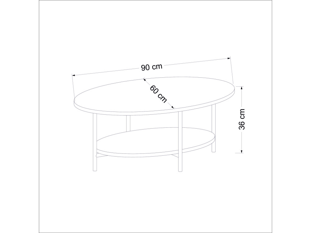 Houten salontafel "Elis" - 90 x 60 x 36 cm - WhiteOak