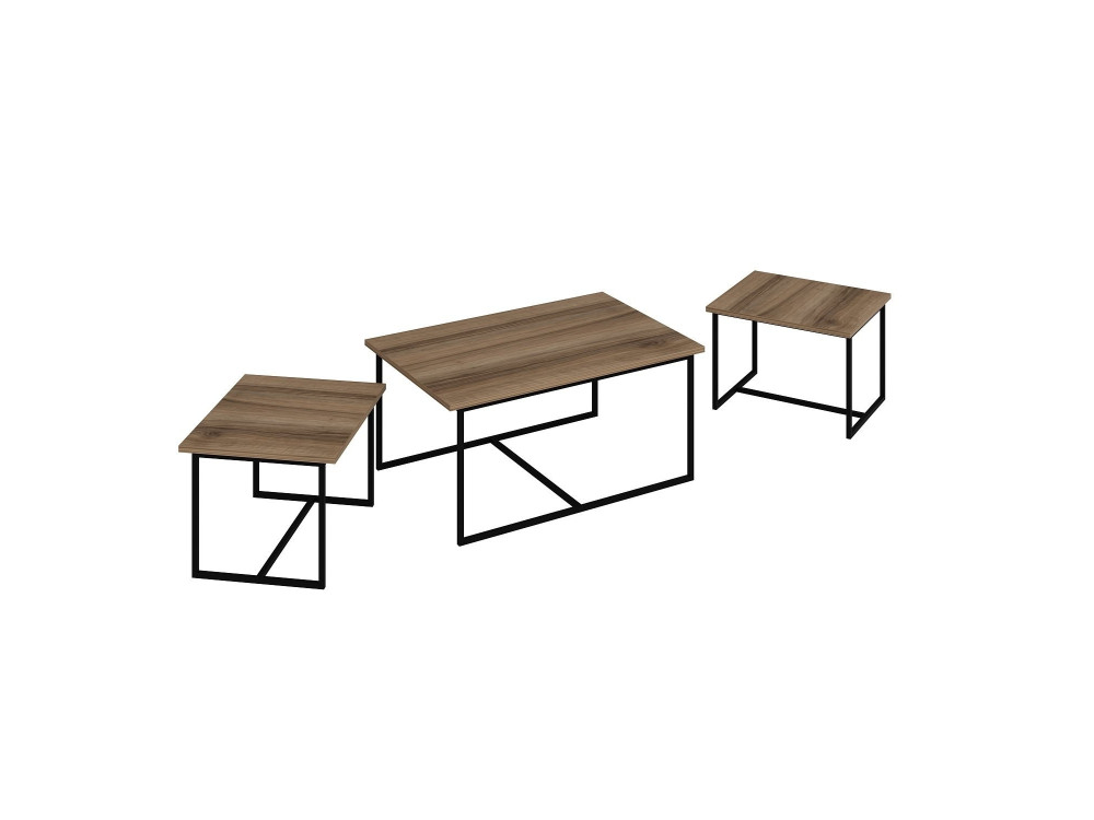 Levada" houten nesttafel (3 stuks) - 90 x 60 x 42 cm - Notenhout
