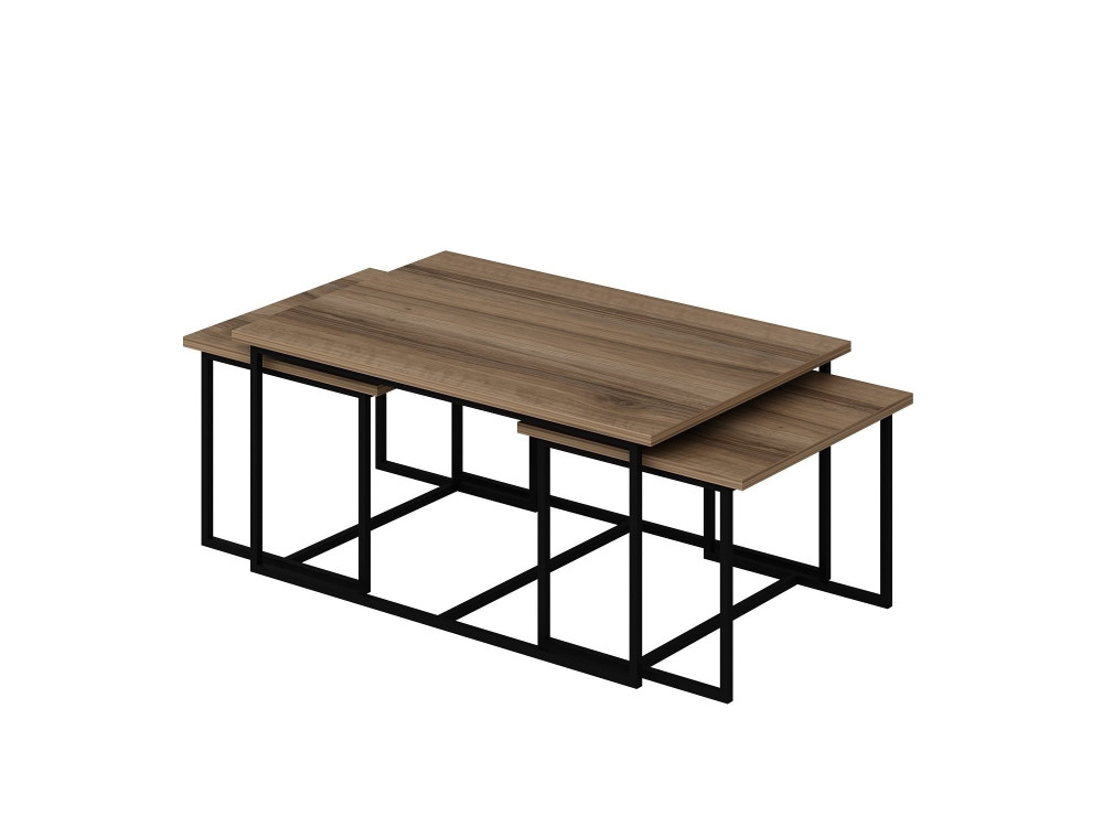 Levada" houten nesttafel (3 stuks) - 90 x 60 x 42 cm - Notenhout