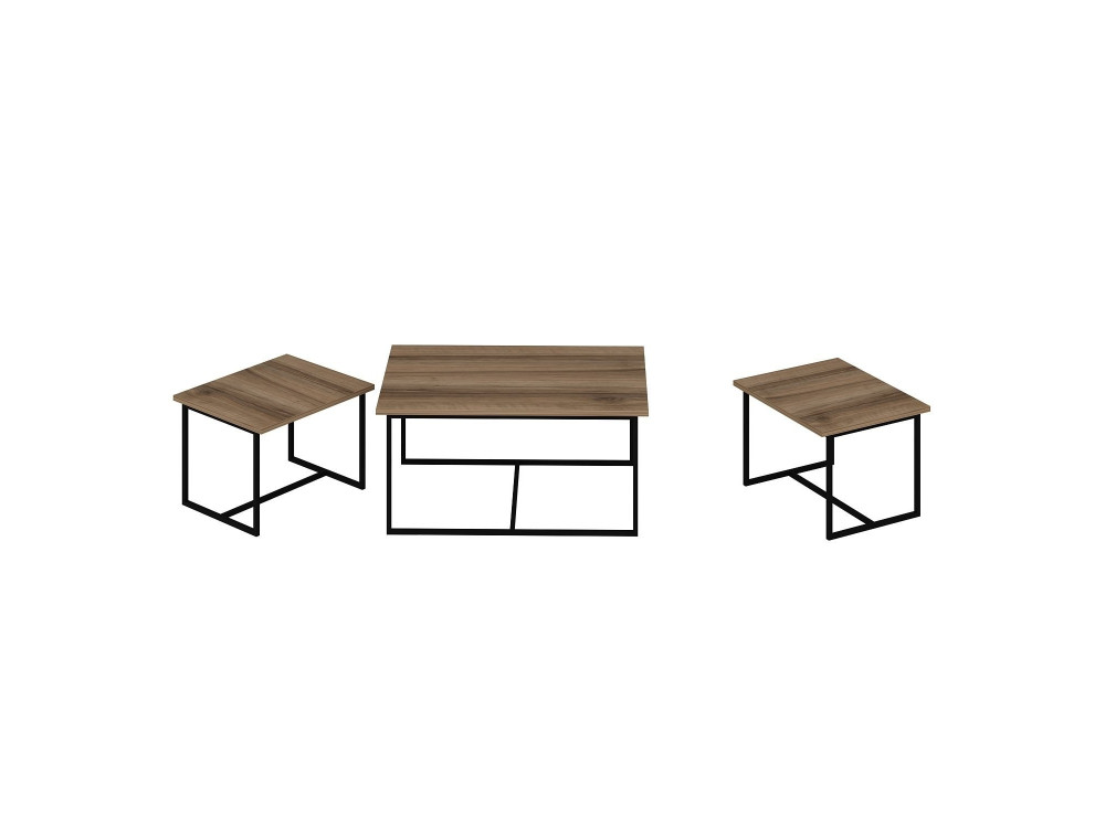 Levada" houten nesttafel (3 stuks) - 90 x 60 x 42 cm - Notenhout