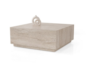 Lizbon" houten salontafel - 90 x 90 x 35 cm - Travertin