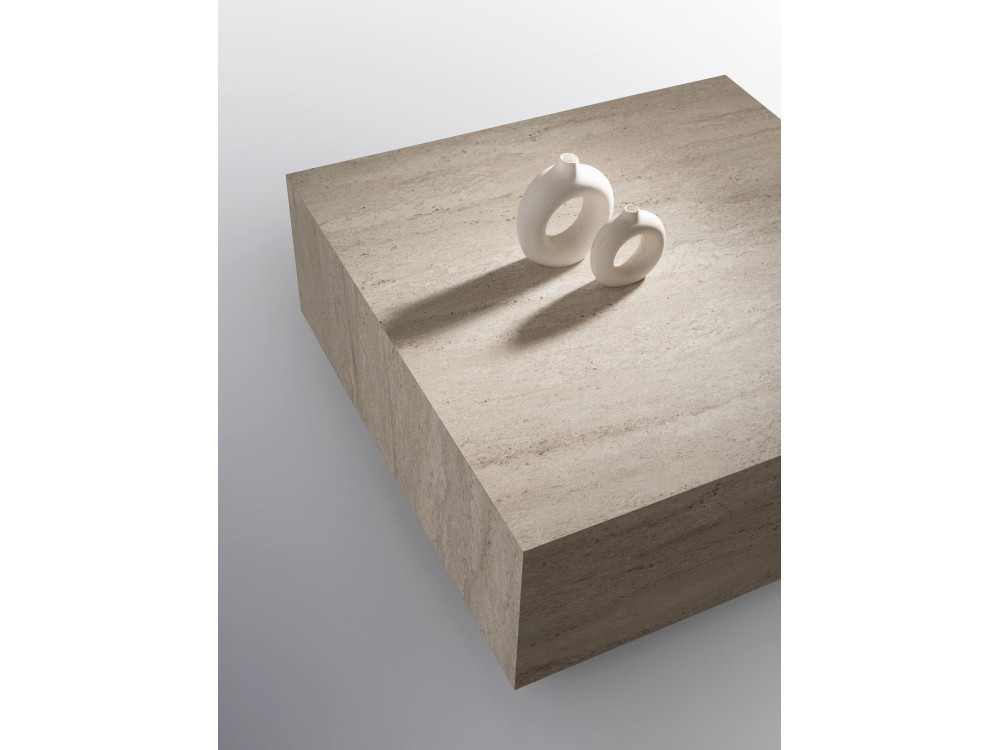 Lizbon" houten salontafel - 90 x 90 x 35 cm - Travertin