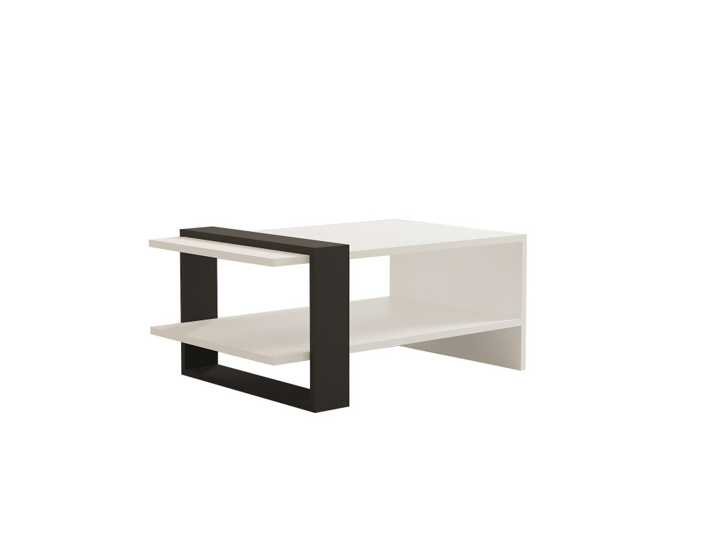 Houten salontafel "Funda" - 80 x 55 x 35 cm - AntracietWit
