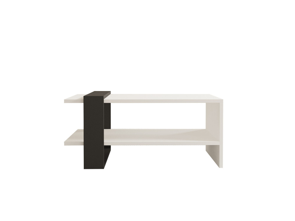 Houten salontafel "Funda" - 80 x 55 x 35 cm - AntracietWit