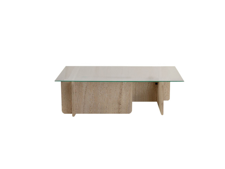 Houten salontafel "Flavio" - 105 x 65 x 30 cm - Travertin