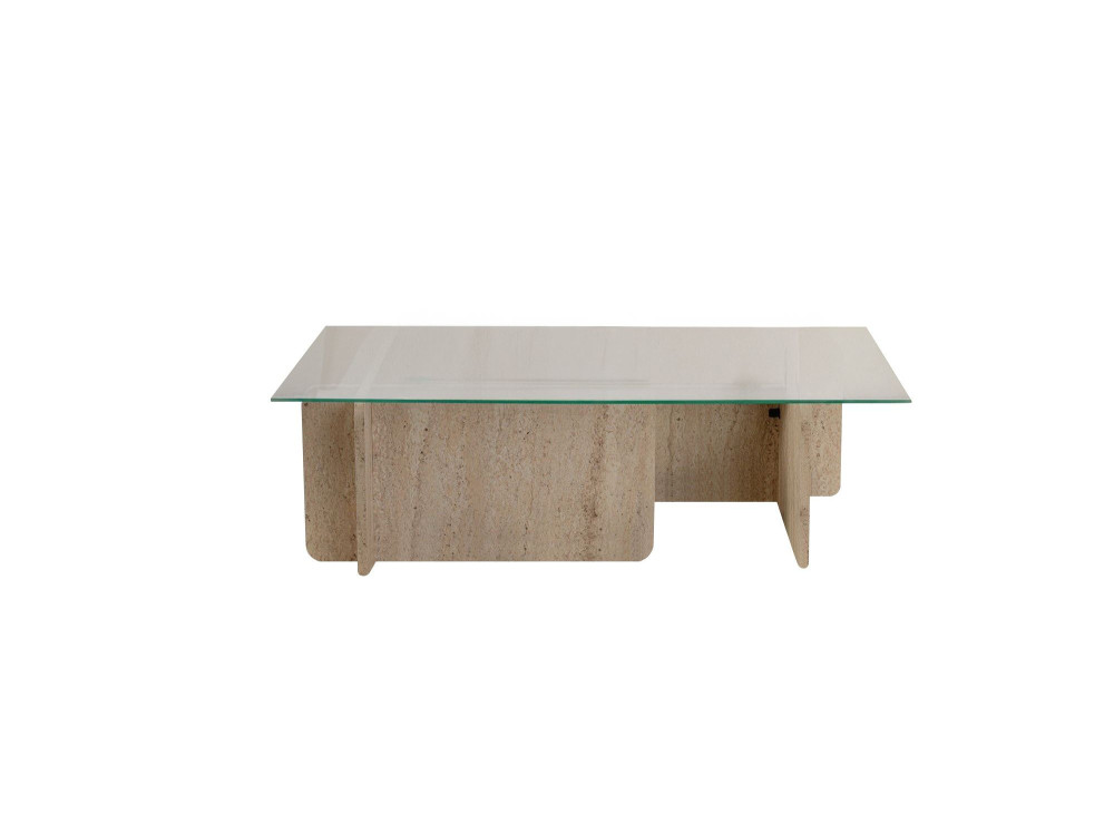 Houten salontafel "Flavio" - 105 x 65 x 30 cm - Travertin