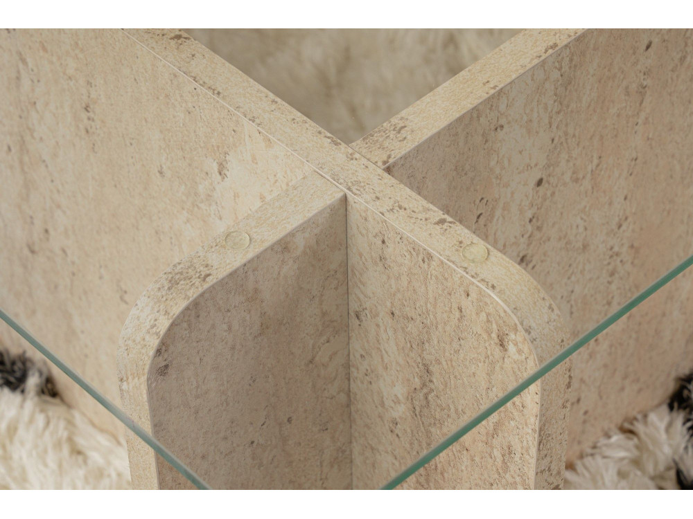 Houten salontafel "Flavio" - 105 x 65 x 30 cm - Travertin