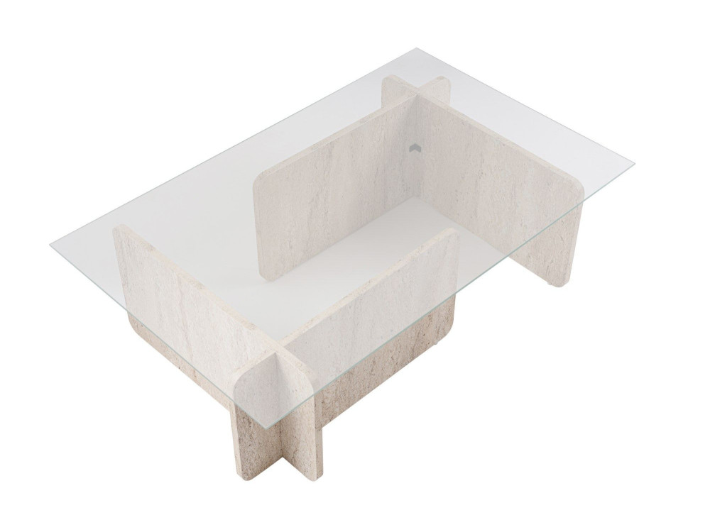 Houten salontafel "Flavio" - 105 x 65 x 30 cm - Travertin
