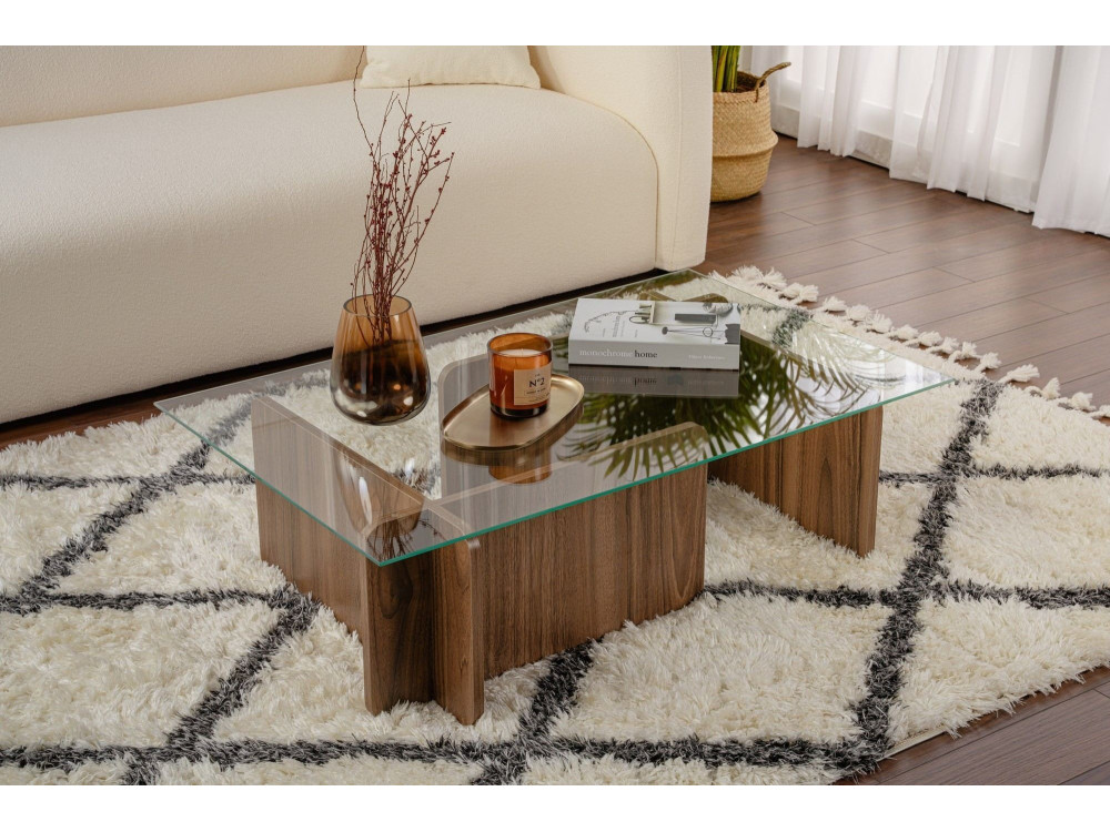 Houten salontafel "Flavio" - 105 x 65 x 30 cm - Notelaar