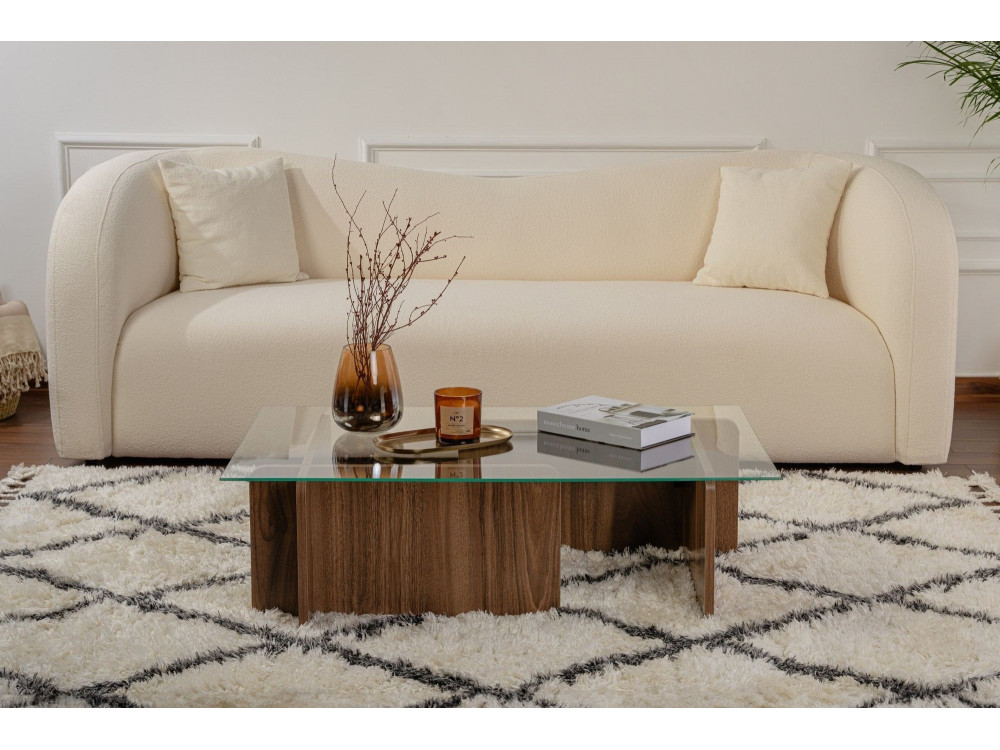 Houten salontafel "Flavio" - 105 x 65 x 30 cm - Notelaar