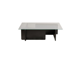 Glazen salontafel "Flavio" 105 x 65 x 30 cm - Zwart hout