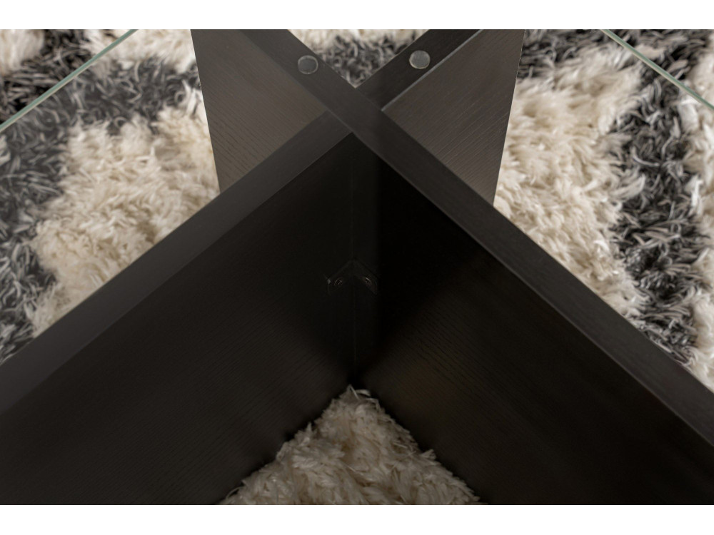 Glazen salontafel "Flavio" 105 x 65 x 30 cm - Zwart hout