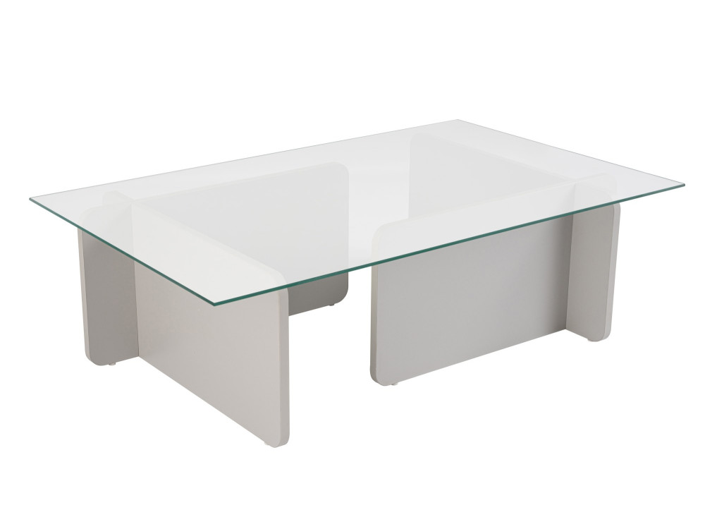 Glazen salontafel "Flavio" 105 x 65 x 30 cm - Grijs