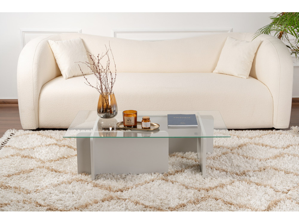 Glazen salontafel "Flavio" 105 x 65 x 30 cm - Grijs