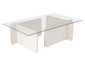 Glazen salontafel "Flavio" 105 x 65 x 30 cm - Wit hout