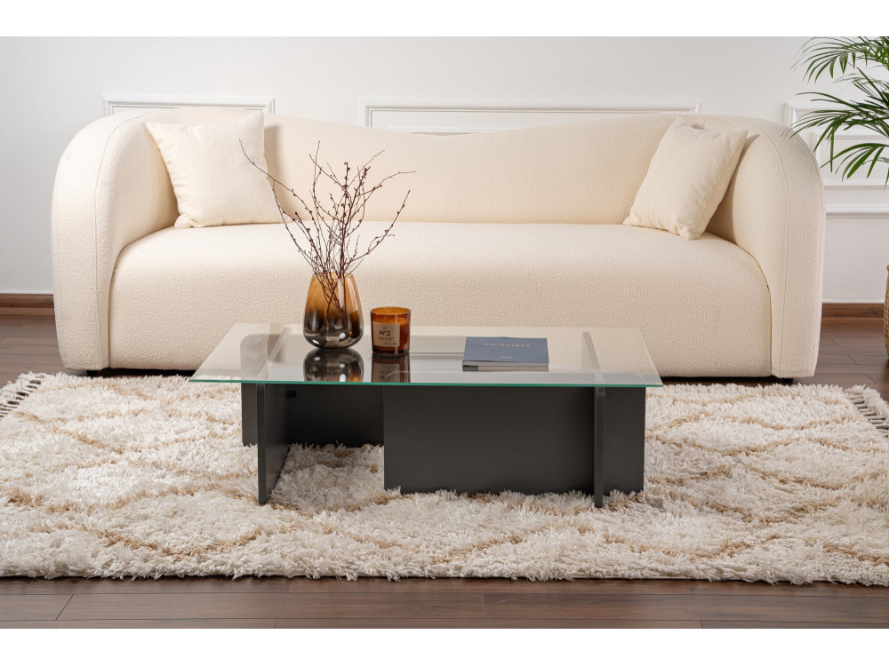 Glazen salontafel "Flavio" 105 x 65 x 30 cm - Antraciet