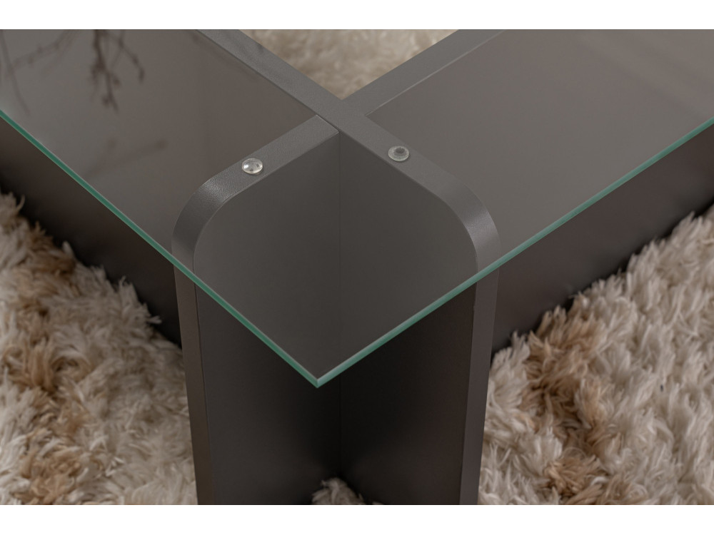 Glazen salontafel "Flavio" 105 x 65 x 30 cm - Antraciet