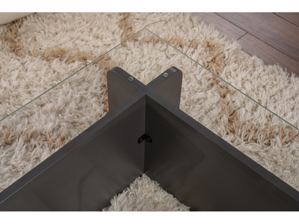 Glazen salontafel "Flavio" 105 x 65 x 30 cm - Antraciet