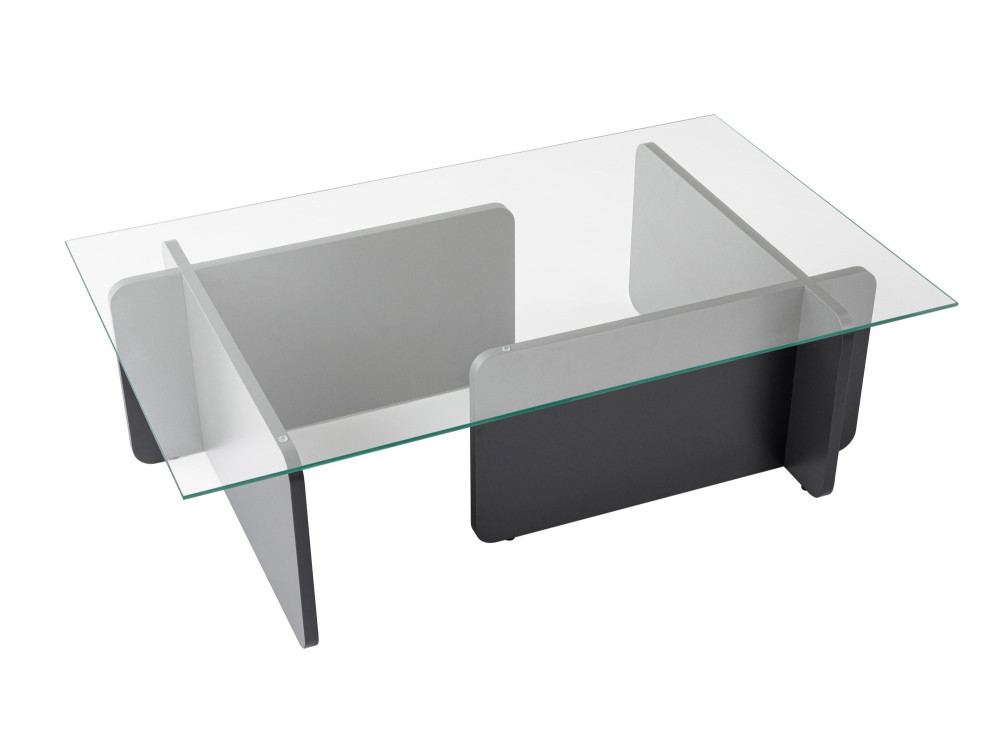 Glazen salontafel "Flavio" 105 x 65 x 30 cm - Antraciet