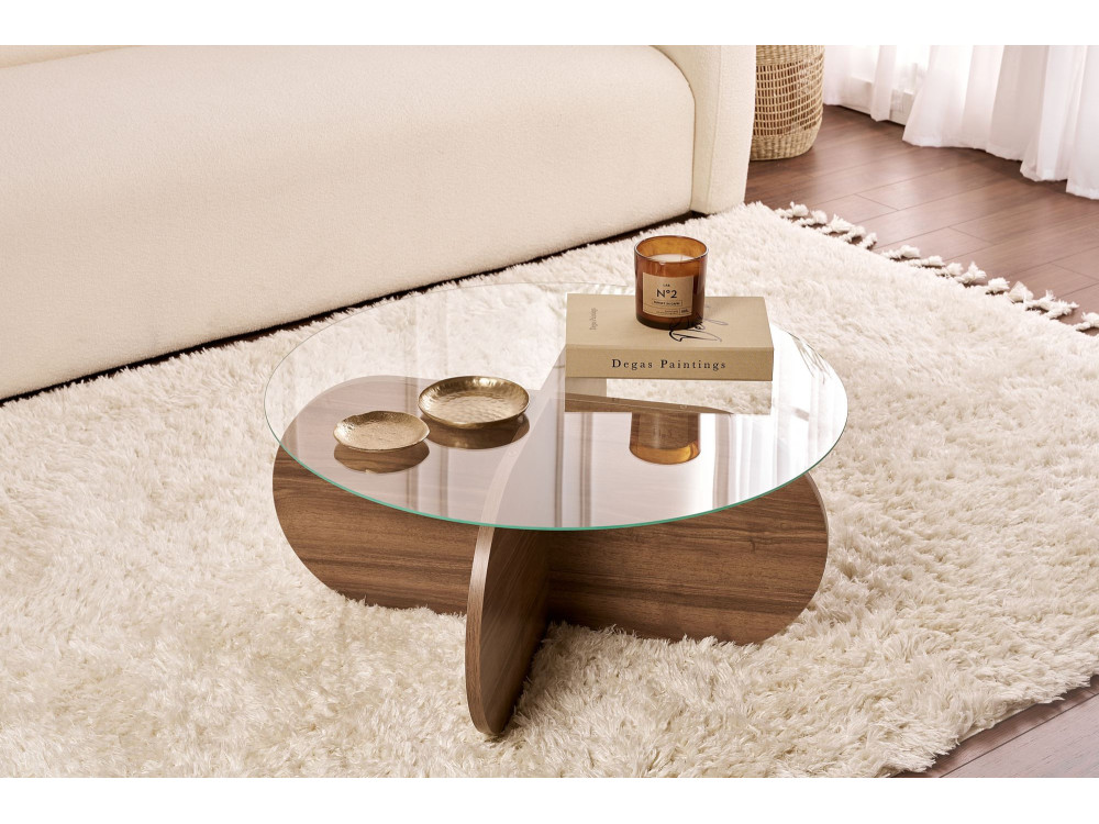 Houten salontafel "Aeris" - 75 x 75 x 35 cm - NotenTransparant
