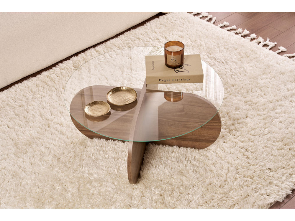 Houten salontafel "Aeris" - 75 x 75 x 35 cm - NotenTransparant