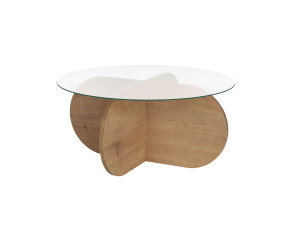 Houten salontafel "Aeris" - 75 x 75 x 35 cm - SaphirTransparant Eik