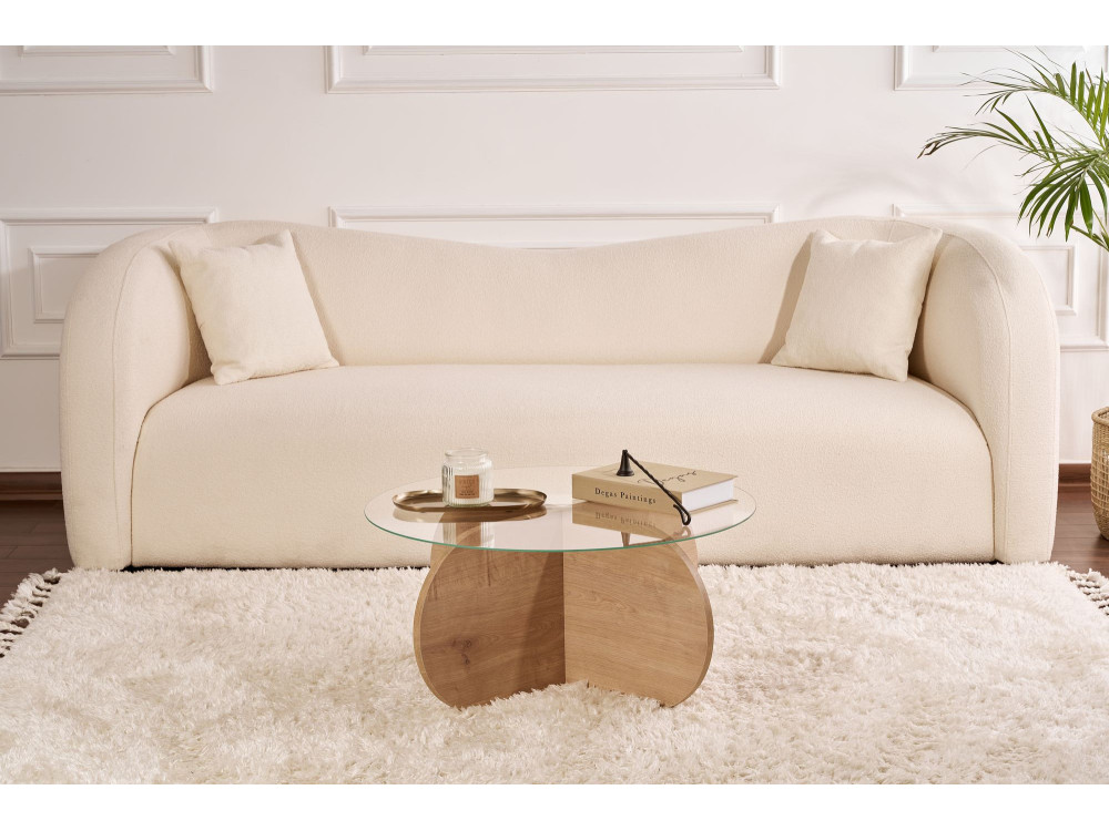 Houten salontafel "Aeris" - 75 x 75 x 35 cm - SaphirTransparant Eik
