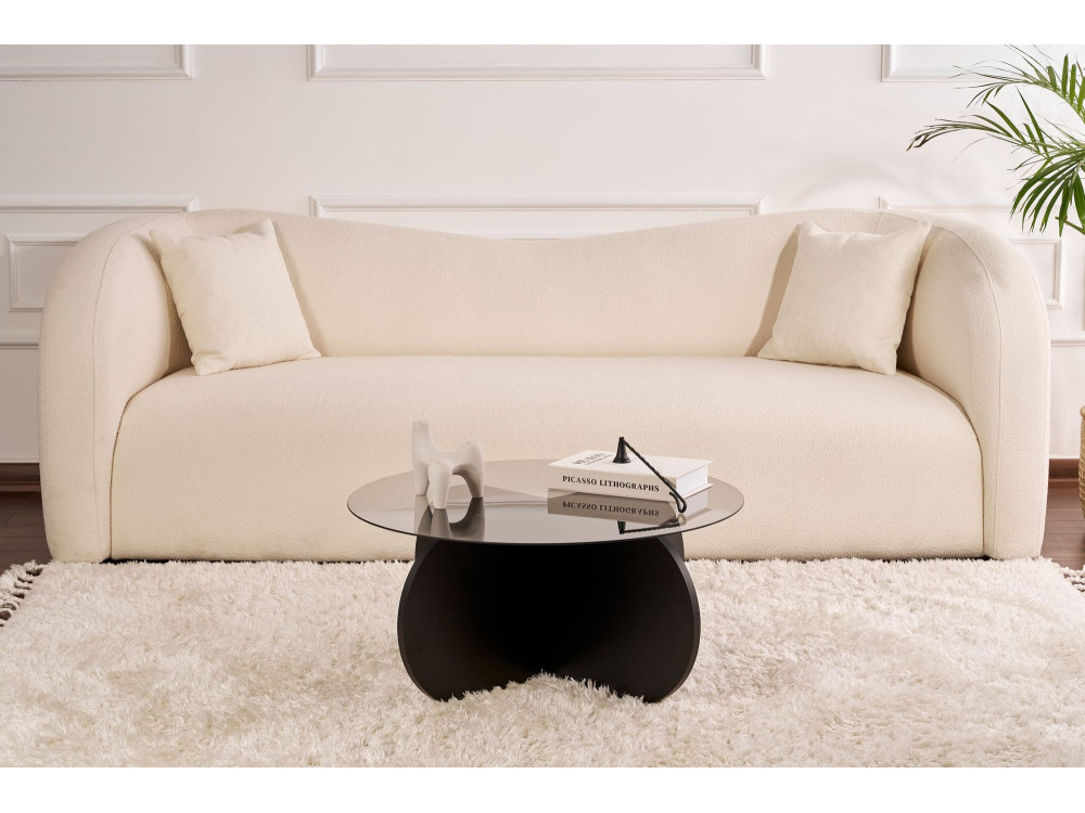 Houten salontafel "Aeris" - 75 x 75 x 35 cm - Zwart houtTransparant