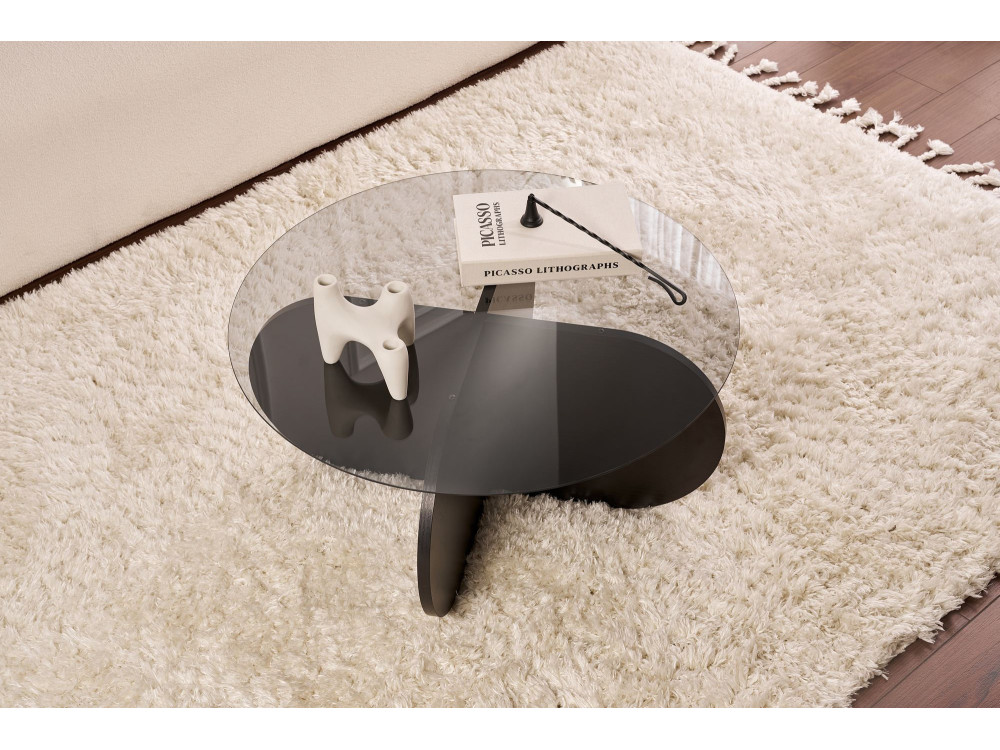 Houten salontafel "Aeris" - 75 x 75 x 35 cm - Zwart houtTransparant