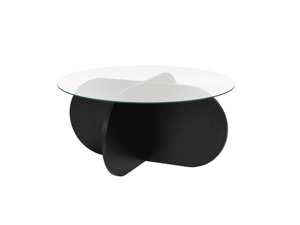 Houten salontafel "Aeris" - 75 x 75 x 35 cm - Zwart houtTransparant