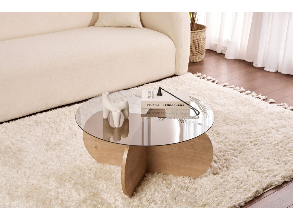 Houten salontafel "Aeris" - 75 x 75 x 35 cm - Eik SaphirFumées