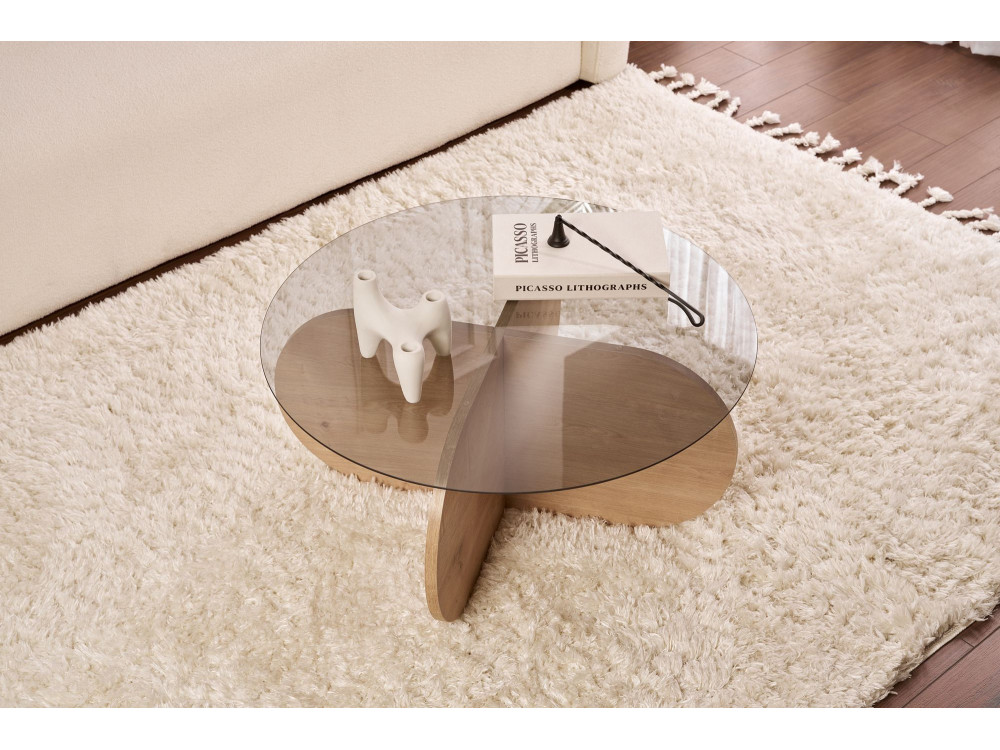 Houten salontafel "Aeris" - 75 x 75 x 35 cm - Eik SaphirFumées